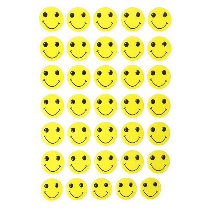 3D matricakészlet gyerekeknek, Smiley, Mosoly, 35 db, ALP049, 2,8 cm, Sárga