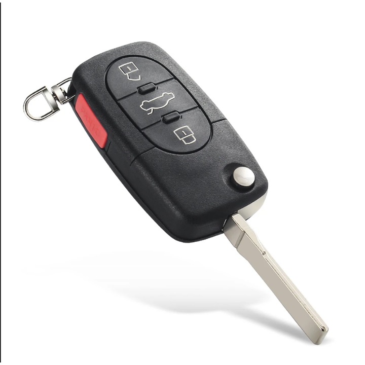 Калъф за контактен ключ за Audi, 3+1 бутона, с ключ, SMARTIC, черен