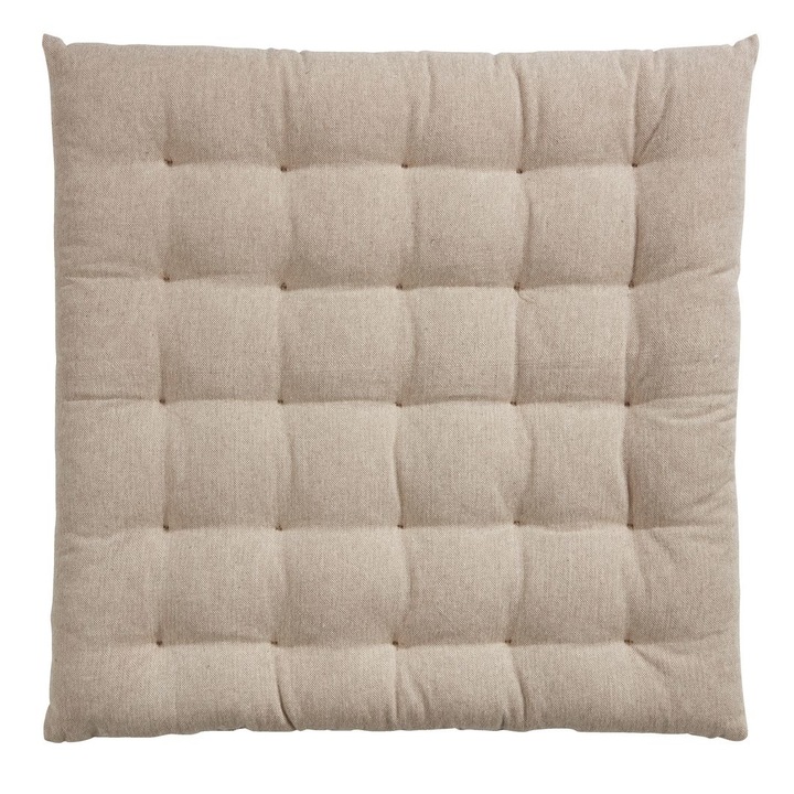 Perna decorativa pentru scaun de bucatarie sau terasa IS0872, Bumbac, Dimensiuni 40x40x4 cm, Bej