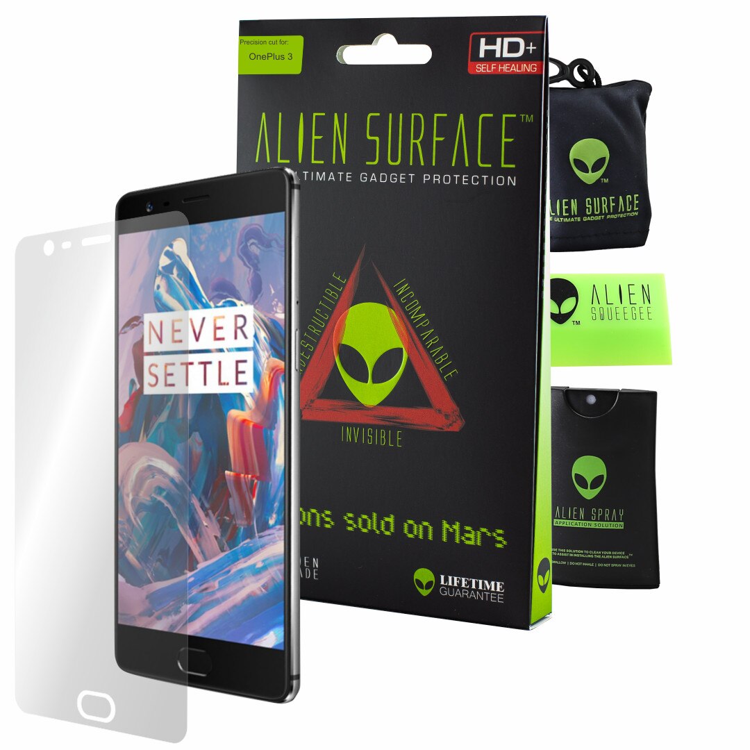 Folie Alien Surface HD, OnePlus 3, protectie ecran + Alien Fiber cadou