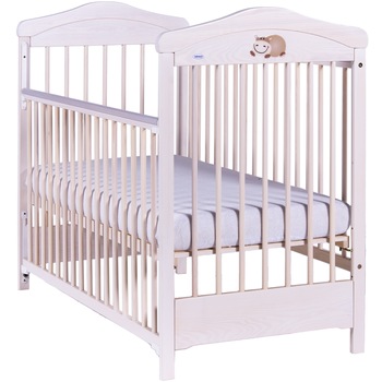 Patut din lemn masiv si laterala culisabila, Hippo alb transparent, 120 x 60 cm Patut din lemn masiv si laterala culisabila, Hippo alb transparent, 120 x 60 cm