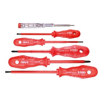 Set surubelnite Profi izolate VDE cu lampa de control, Felo 61396298 Set surubelnite Profi izolate VDE cu lampa de control, Felo 61396298