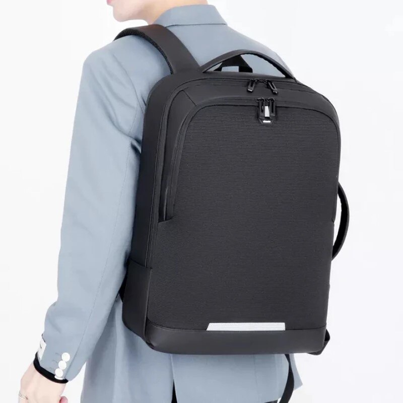 Rucsac laptop 15.6", casual business pentru calatorii, expandabil, cu port de incarcare USB, Escalate, 35x15/20x44 cm, Negru oxford