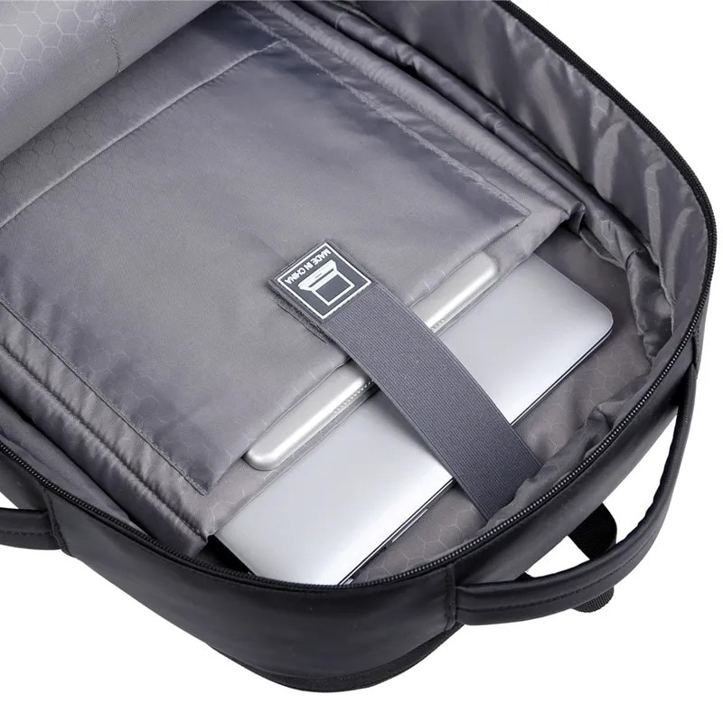 Rucsac laptop 15.6", casual business pentru calatorii, expandabil, cu port de incarcare USB, Escalate, 35x15/20x44 cm, Negru oxford
