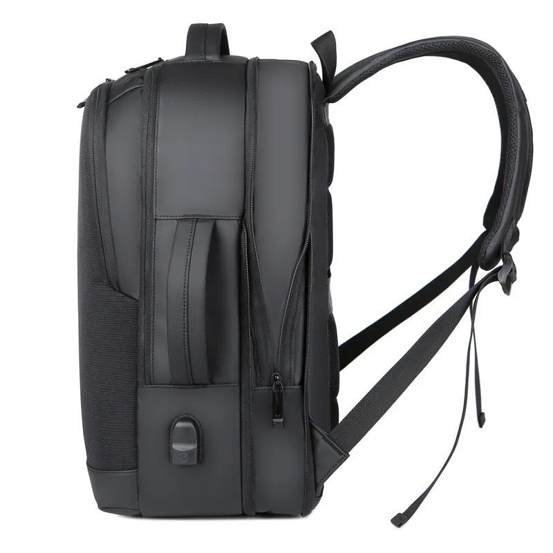 Rucsac laptop 15.6", casual business pentru calatorii, expandabil, cu port de incarcare USB, Escalate, 35x15/20x44 cm, Negru oxford