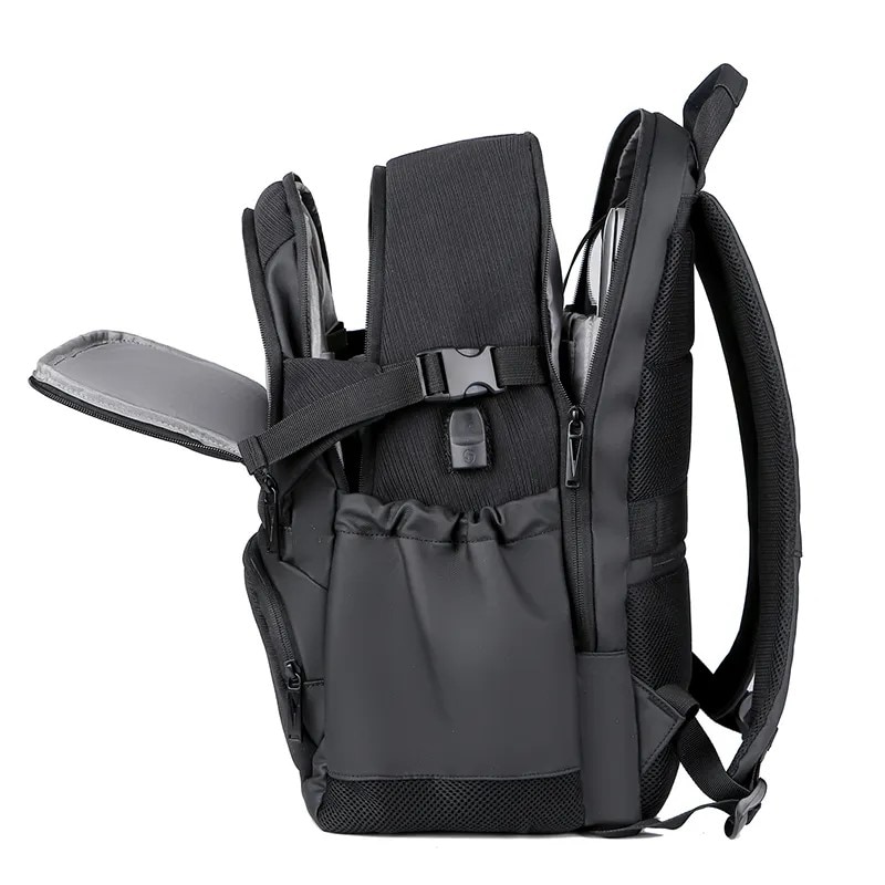 Rucsac laptop 15.6" smart casual, cu port de incarcare USB, Escalate, 46x30x22 cm, Negru