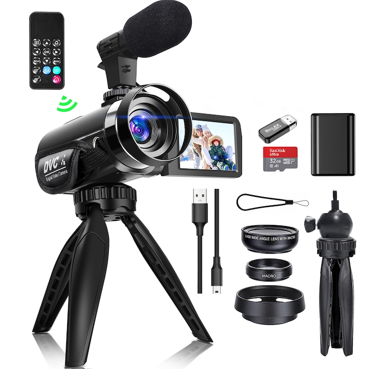 Видеокамера NBD, 2.7K Ultra HD, 3.0", 42MP, 32GB SD карта, черен