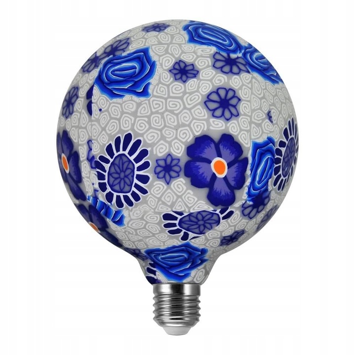 LED крушка Polux, G125, E27, 4W, 1900K, 320°, Folk Blue, винтидж, декоративна, топло бяло