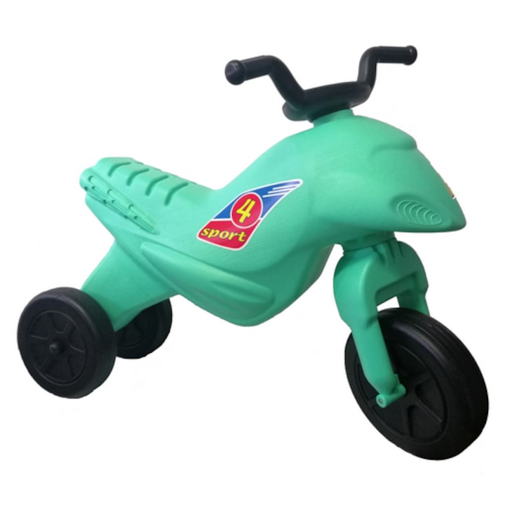 Motocicleta copii cu trei roti fara pedale, mare, culoarea turcoaz