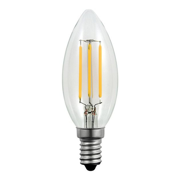 LED крушка свещ, Polux, E14, 4W, 3000K, Жълта