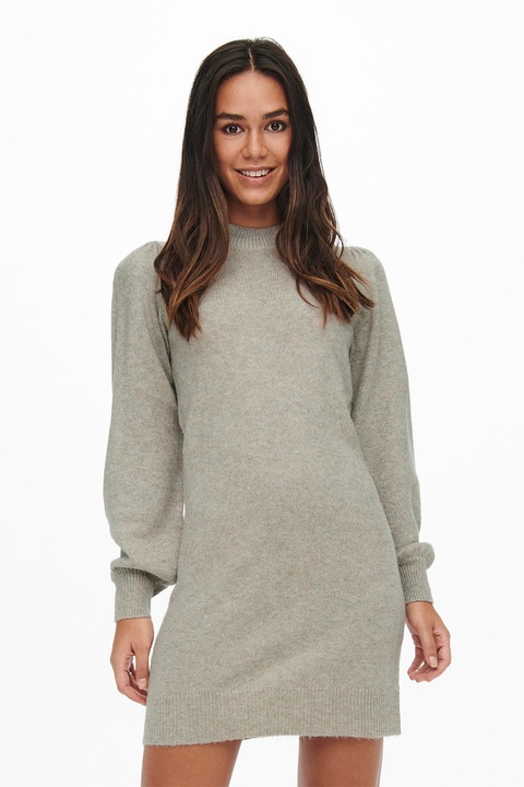 JdY, Плетена рокля с бухнали ръкави, Сив