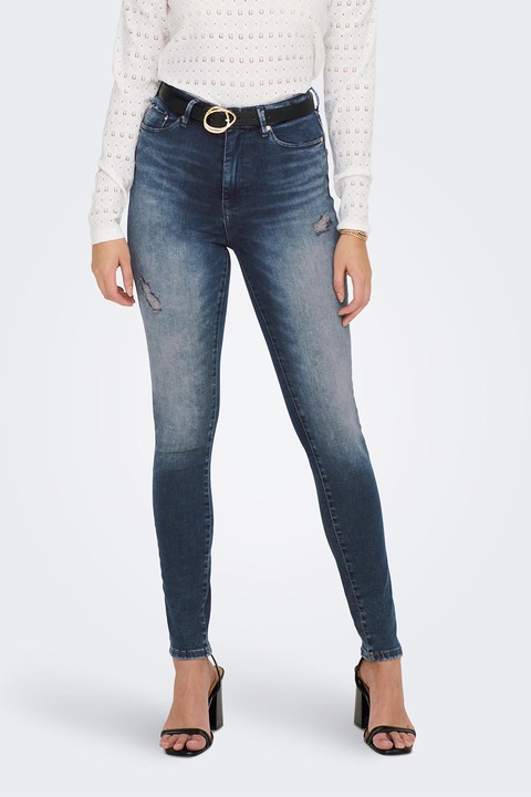Only, Keily mosott hatású skinny fit farmernadrág, Kék, W29-L32