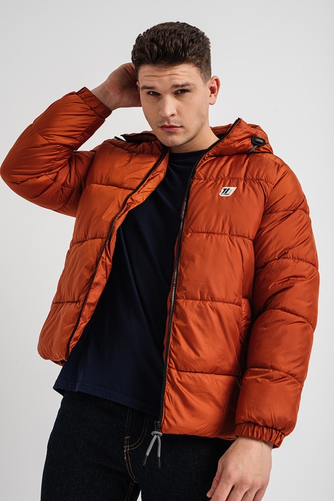 Jack & Jones, Kapucnis bélelt télikabát, Téglavörös, M
