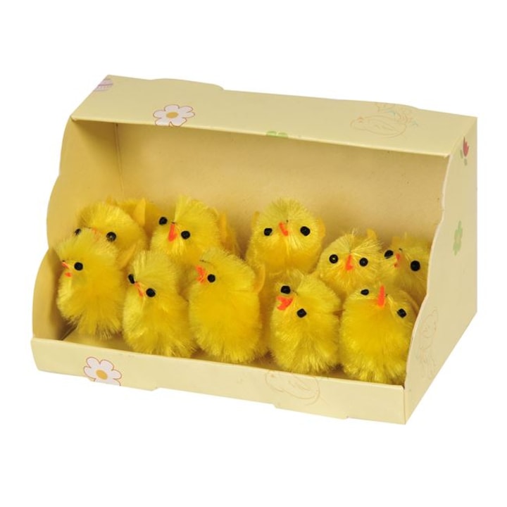 Set 10 pui decorativi pentru Paste, 3cm, galben
