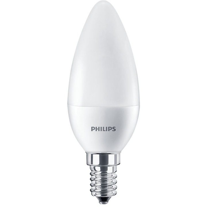 LED крушка, Philips, Candle, E14, B38, 7W = 60W, 806lm, 2700K, Топло бяло