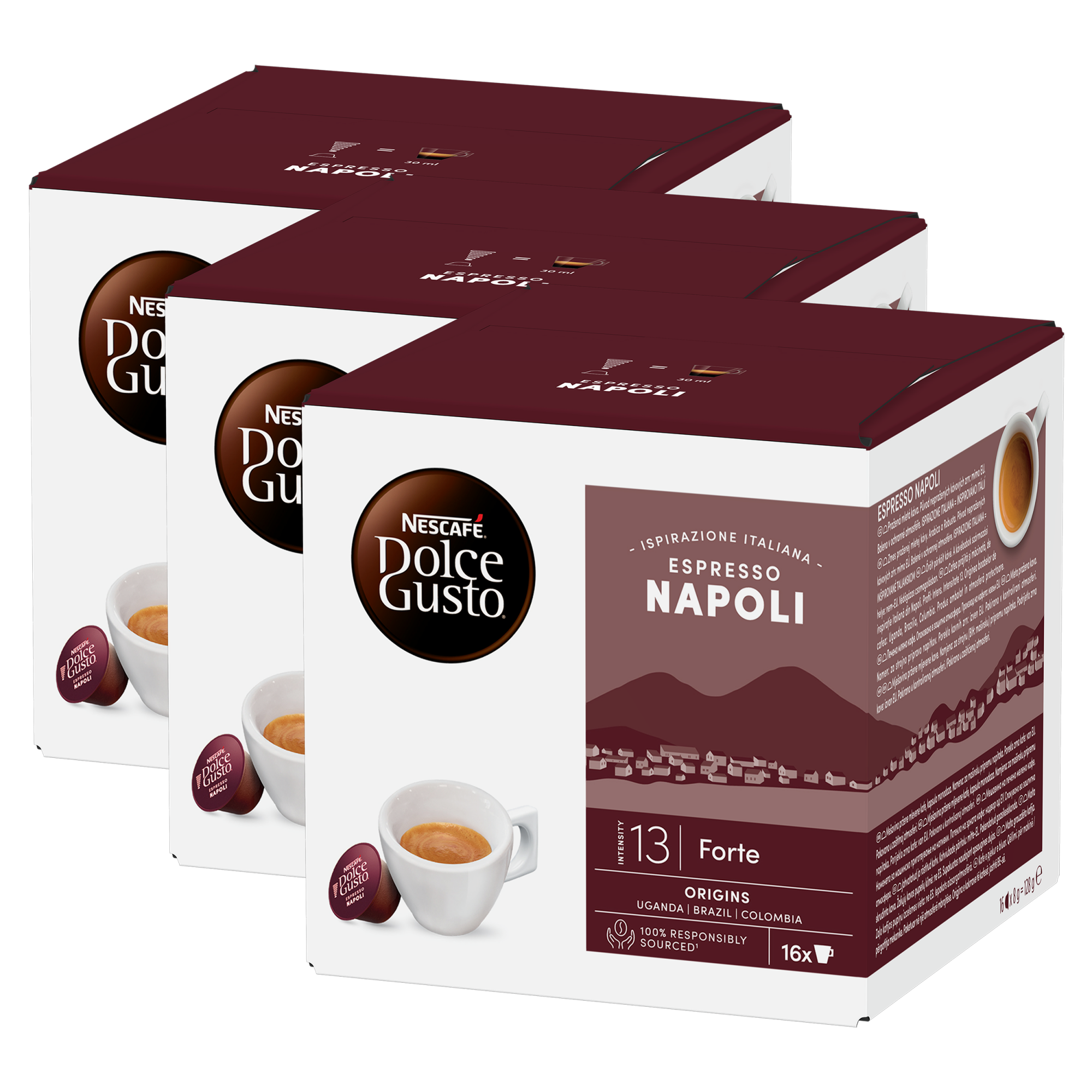 Set 3 x Cafea capsule, Nescafe Dolce Gusto Napoli, 48 buc, 384 g