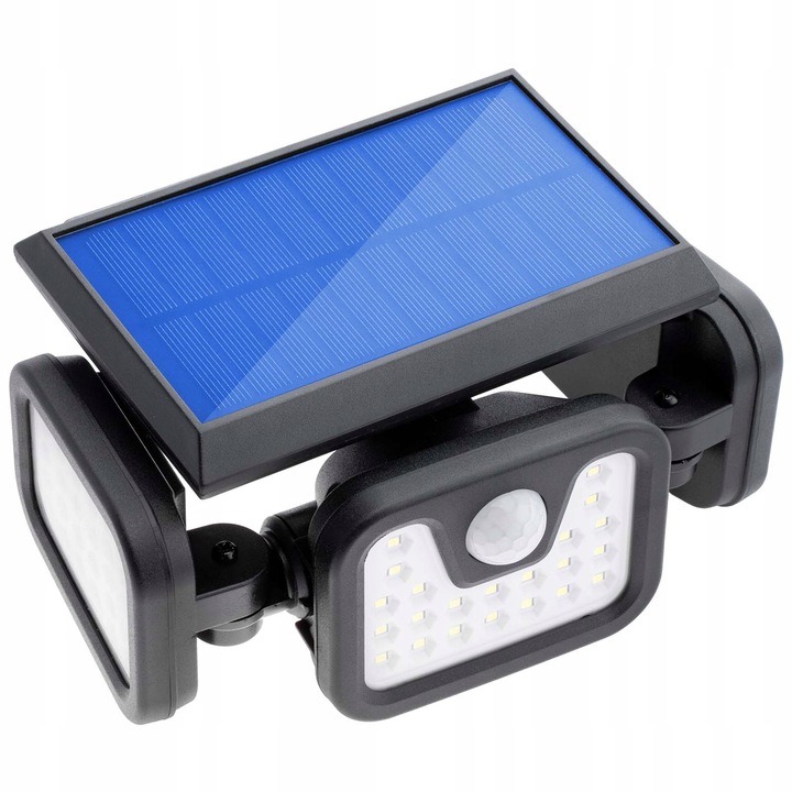 Lampa solara LED, Plastic, Senzor de miscare, 74 SMD, IP65, 450 lm, 5500 K, Negru