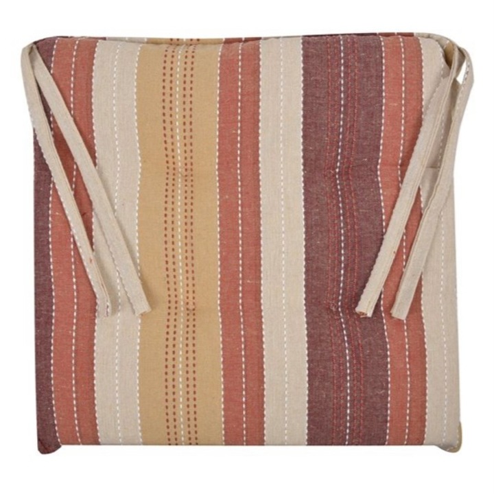 Perna pentru scaun, maro, cu dungi, 40 x 40 x 5 cm