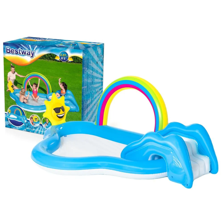 Надуваем басейн Bestway - Rainbow N' Shine Play Center, 257 x 145 x 91 см