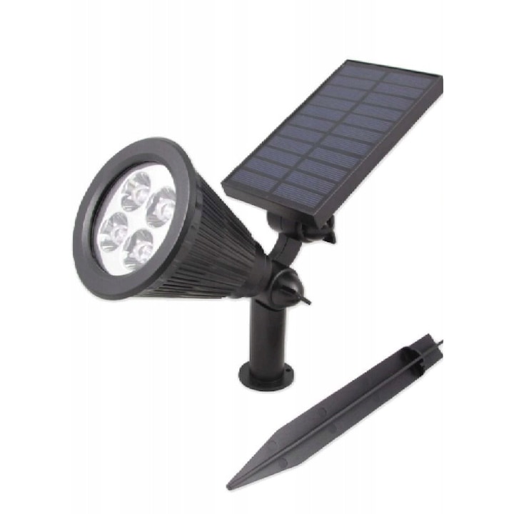 Соларна градинска лампа, пластмаса, LED, 2 W, IP65, черна