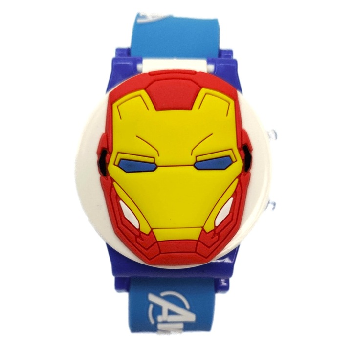 Ceas Jucarie pentru Copii, Avengers, Electronic cu Afisaj LCD si Capac Protectie, Multicolor, Silicon