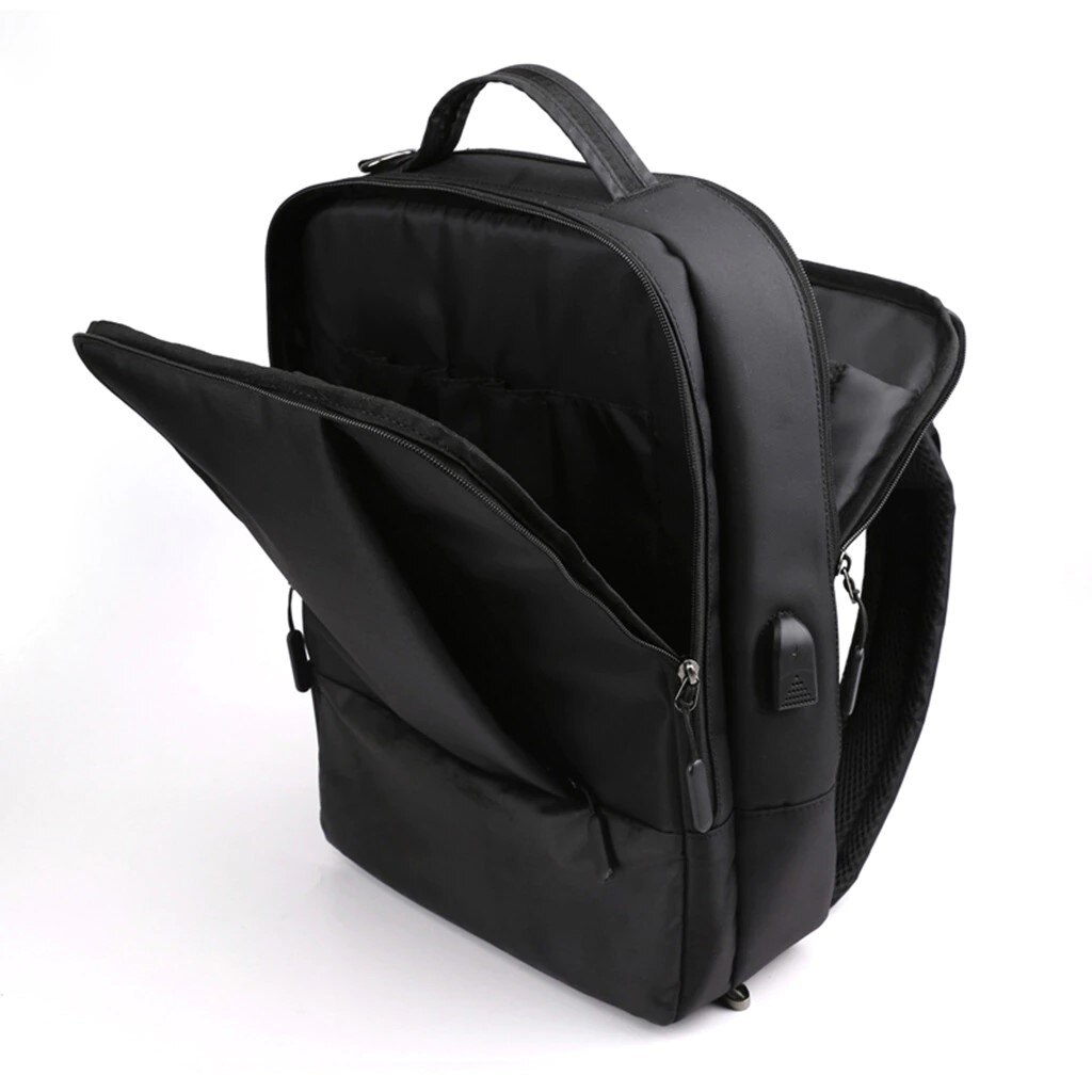 Rucsac laptop 15.6" smart business, convertibil, cu port de incarcare USB, Escalate, 30x13x41 cm, Negru