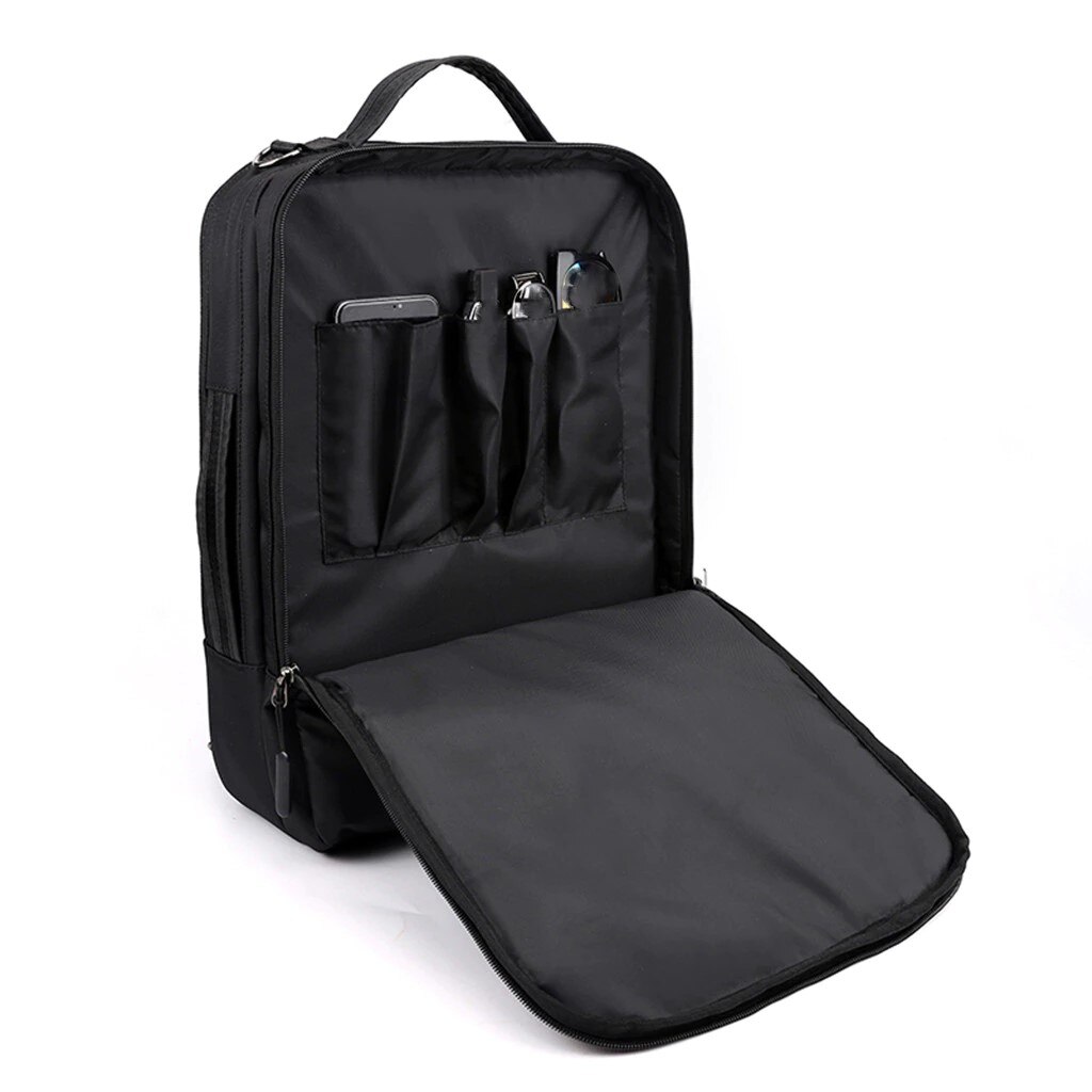 Rucsac laptop 15.6" smart business, convertibil, cu port de incarcare USB, Escalate, 30x13x41 cm, Negru