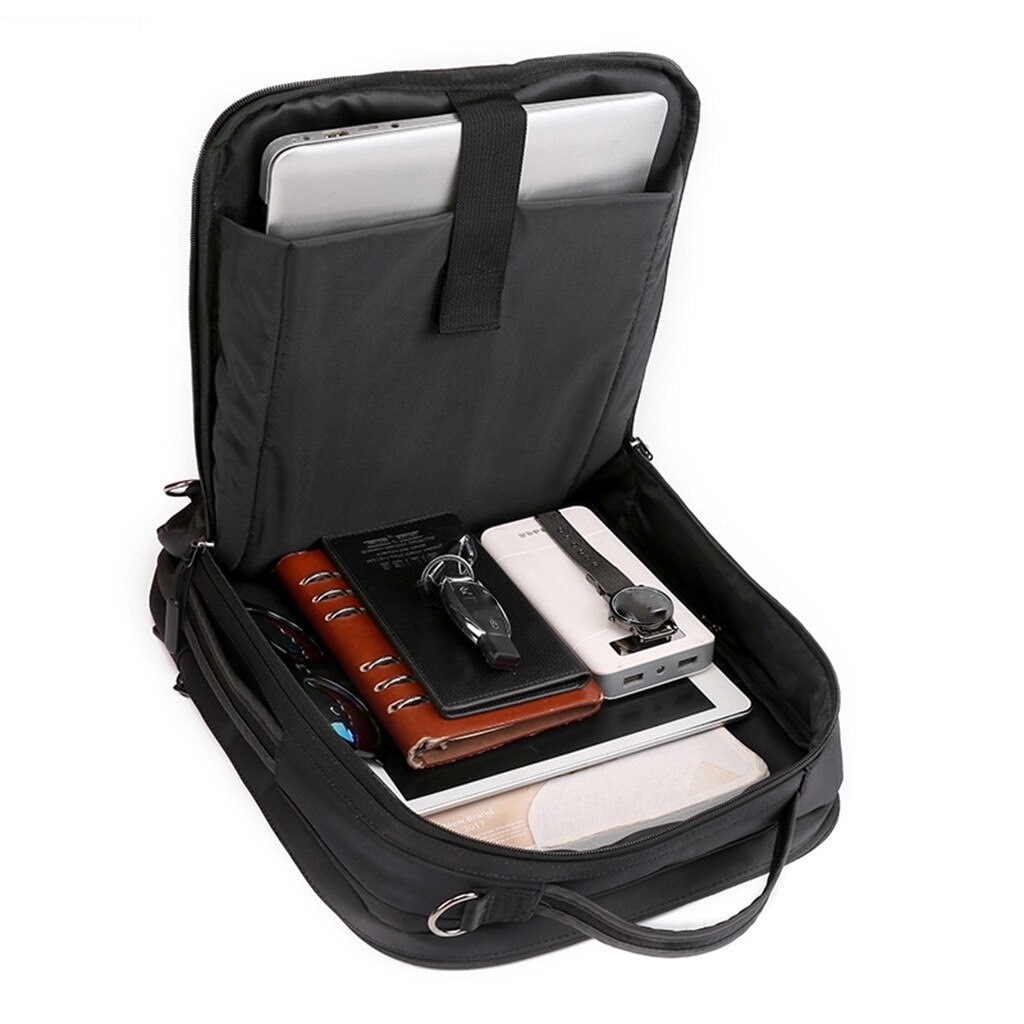 Rucsac laptop 15.6" smart business, convertibil, cu port de incarcare USB, Escalate, 30x13x41 cm, Negru