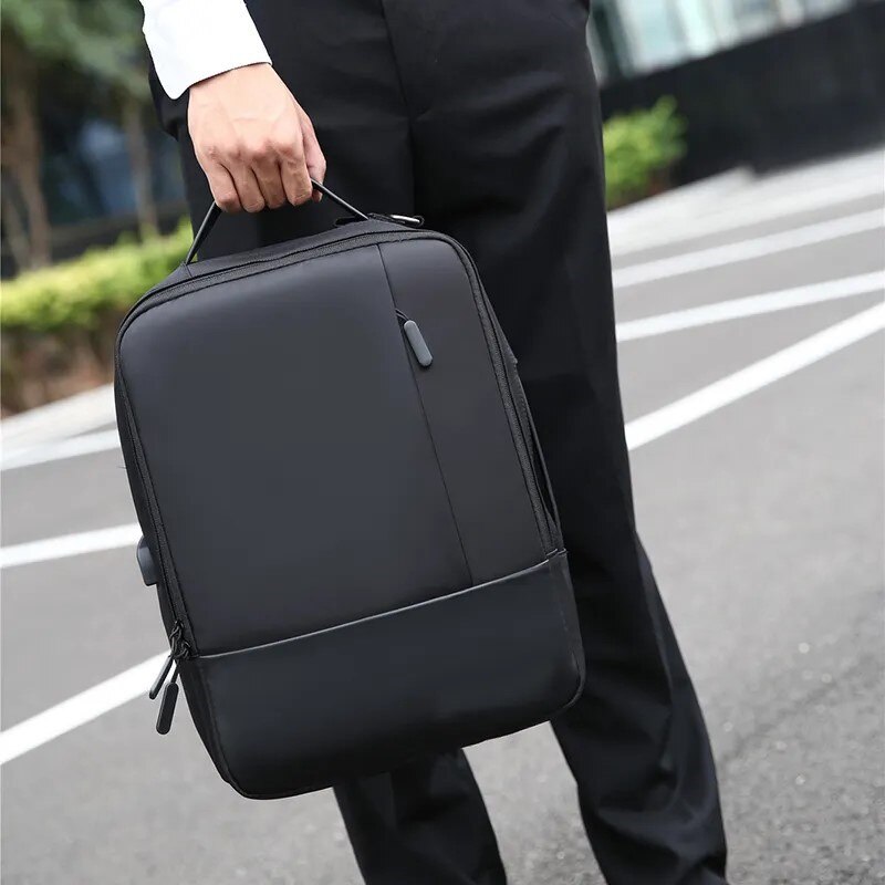 Rucsac laptop 15.6" smart business, convertibil, cu port de incarcare USB, Escalate, 30x13x41 cm, Negru