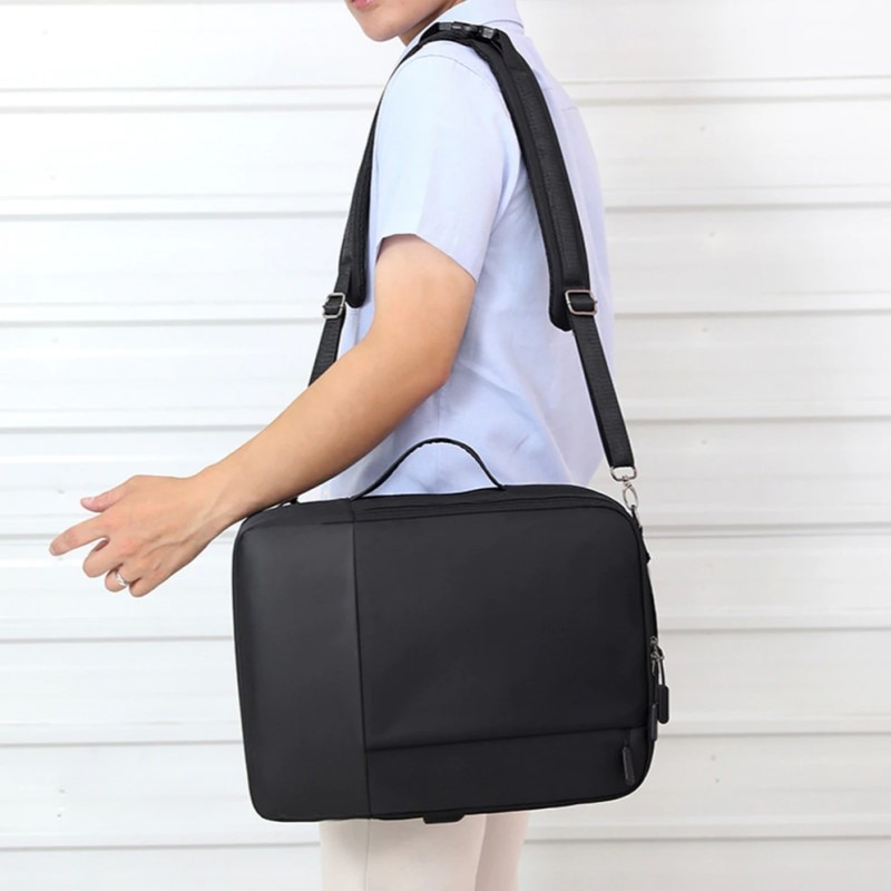 Rucsac laptop 15.6" smart business, convertibil, cu port de incarcare USB, Escalate, 30x13x41 cm, Negru