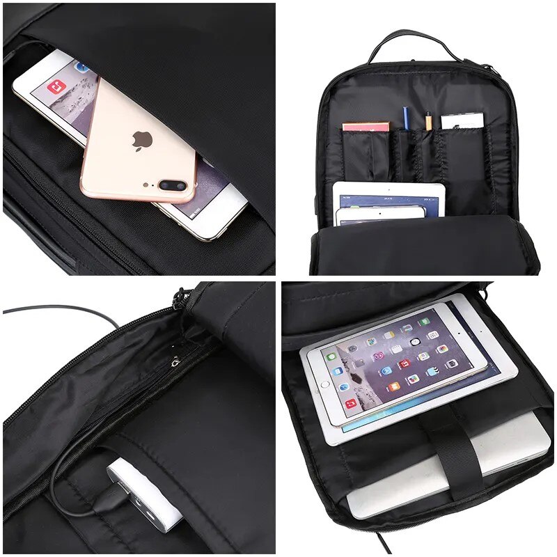 Rucsac laptop 15.6" smart business, convertibil, cu port de incarcare USB, Escalate, 30x13x41 cm, Negru