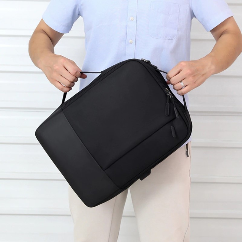 Rucsac laptop 15.6" smart business, convertibil, cu port de incarcare USB, Escalate, 30x13x41 cm, Negru