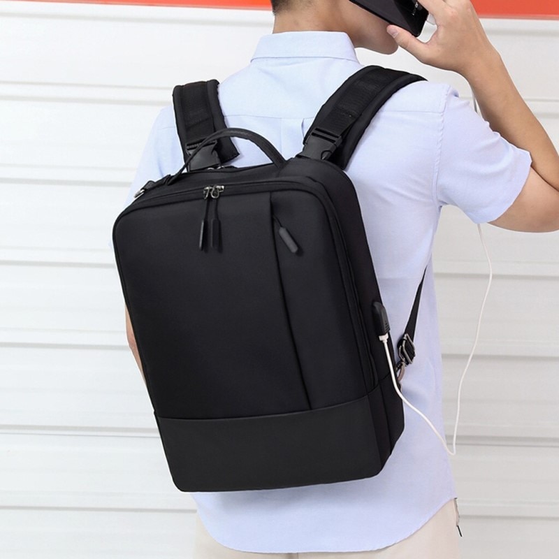 Rucsac laptop 15.6" smart business, convertibil, cu port de incarcare USB, Escalate, 30x13x41 cm, Negru