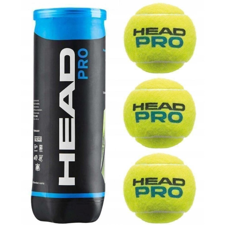 Set 3 mingi tenis Pro, Head, Cauciuc, Verde