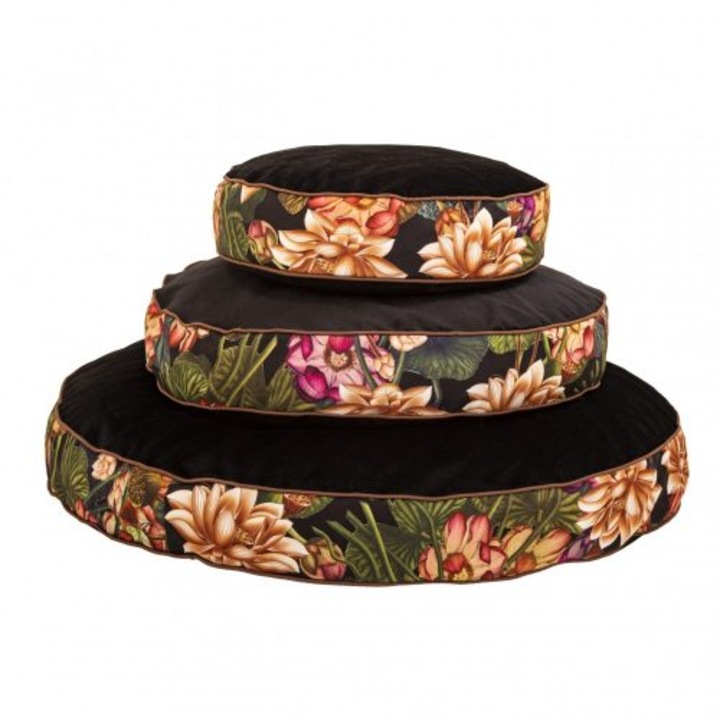 Flowers Kör Alapú Fekhely kisállatoknak, Virágmintás, M-es méret