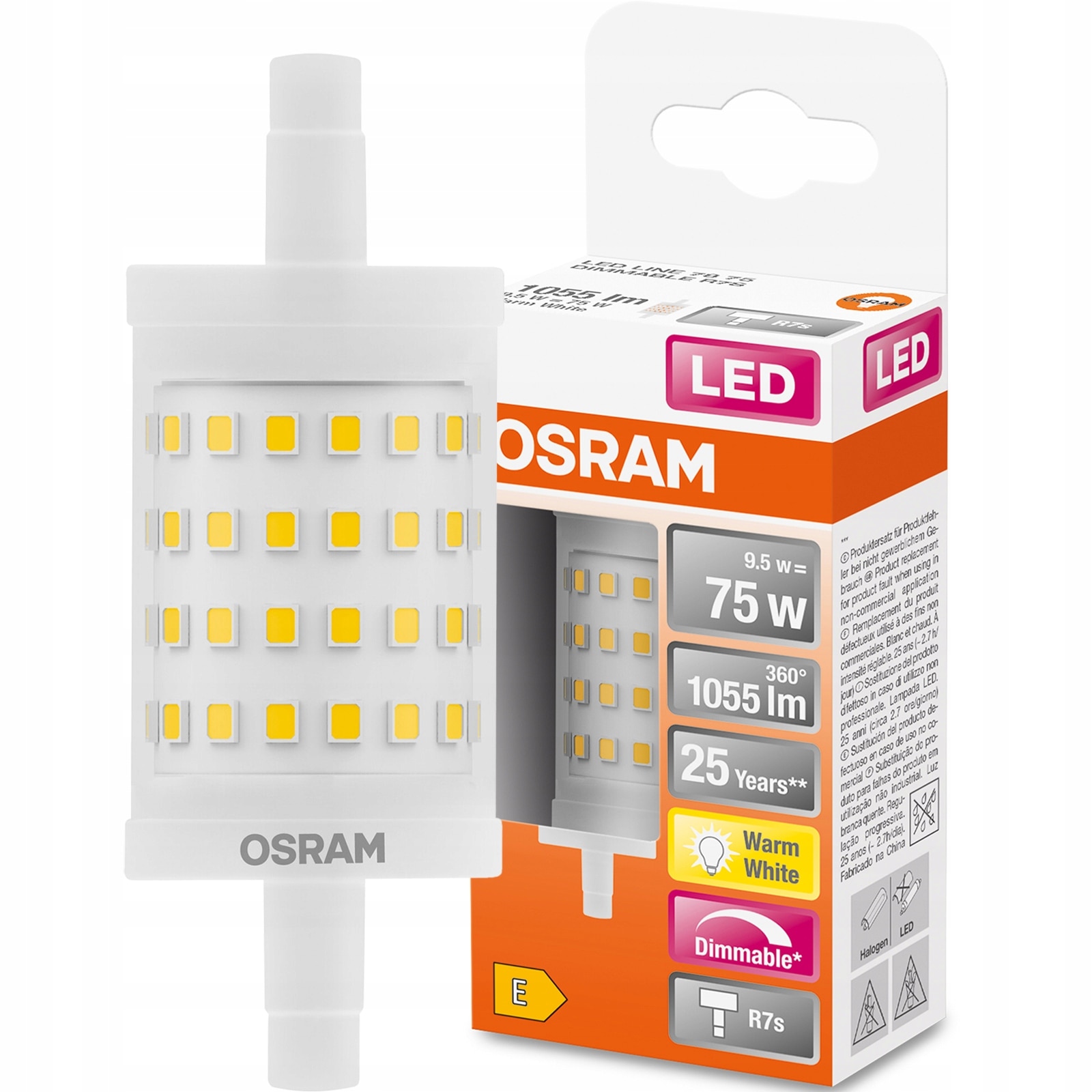 Bec LED, Osram, R7s, 78mm, 9.5W = 75W, 2700K, Alb cald - eMAG.ro