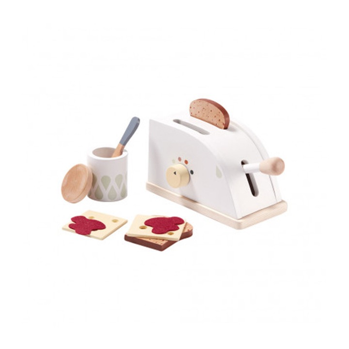 Комплект играчки тостер + 8 аксесоара, KIds Concept, Wood, Multicolor