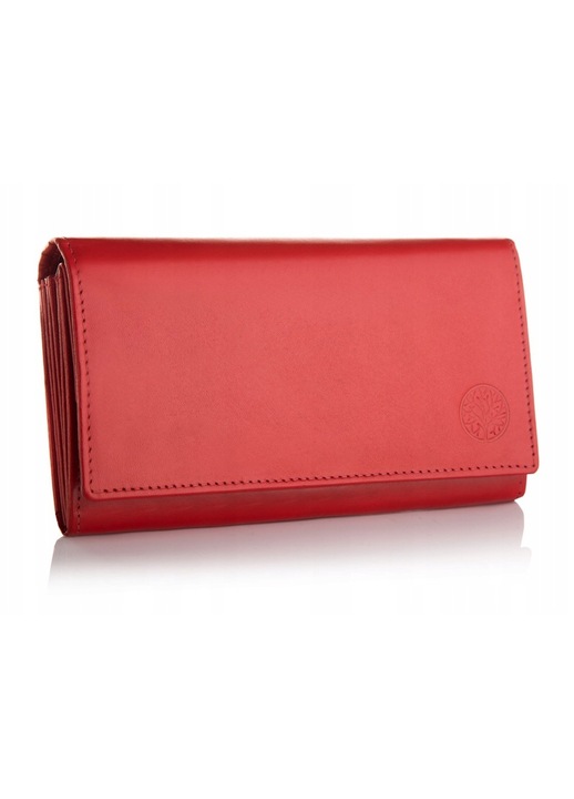 Portofel de dama, Betlewski, Piele, Rosu, 16.5x9x2.5cm