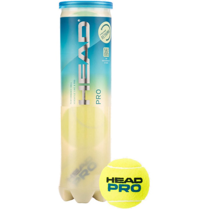 Set 4 mingi tenis Pro, Head, Galben