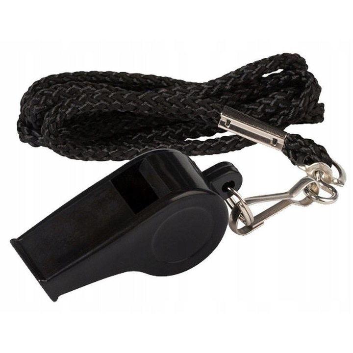 Fluier arbitru, Select, Plastic, Cu sfoara, 110 dB, Negru