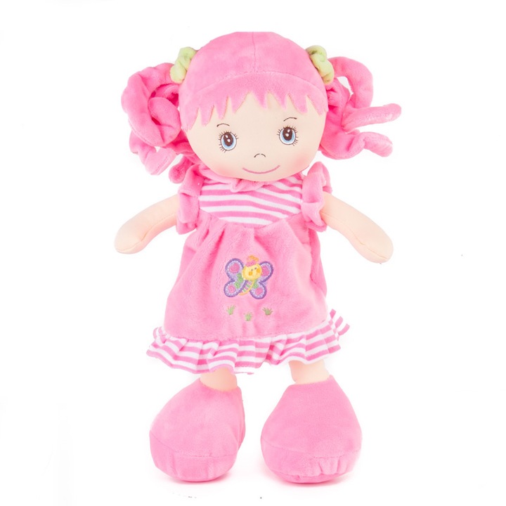 Papusa de plus Vivien, W-web, Textil, 40cm, Roz/Bej