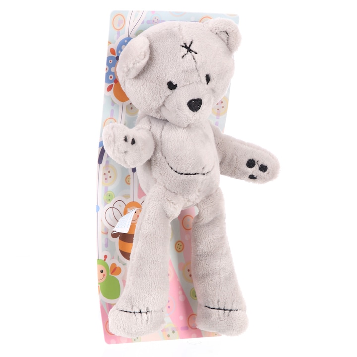 Плюшено мече за бебе - сиво - 26 см