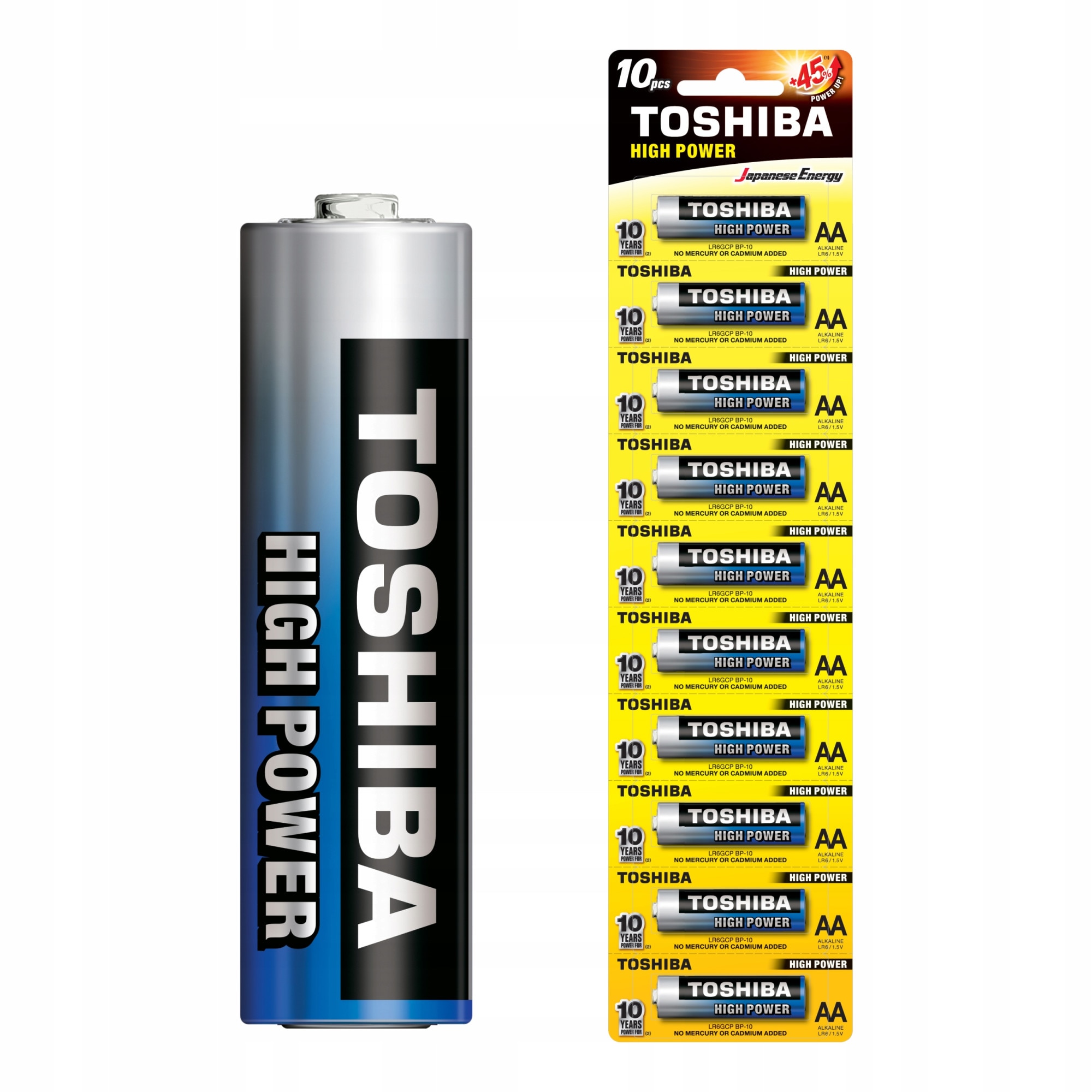 Комплект от 10 броя, батерии Toshiba, алкални, AA, LR6, 1.5V - eMAG.bg