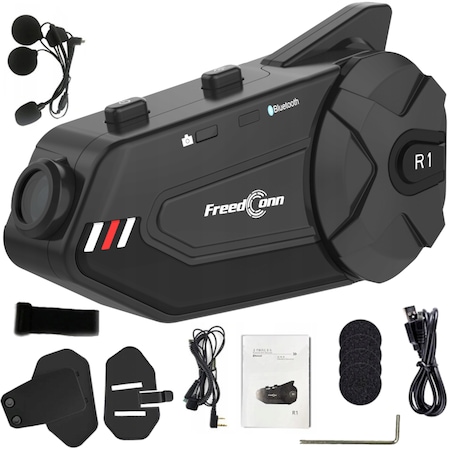 Sistem de comunicare moto Intercom, Camera video auto, Freedconn R1 Plus E, Bluetooth 5.0