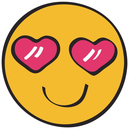 Autocolant de perete, Model emoji cu inimioare, Galben/Roz - eMAG.ro