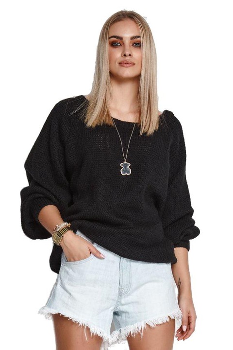 Pulover de dama, Makadamia, Acril, Negru, One Size