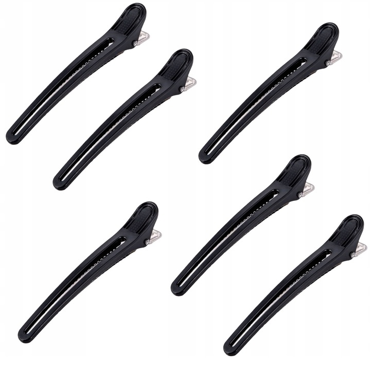 Agrafe de par, Ponik's, 6 Bucati, Metal, Plastic, Argintiu, Negru