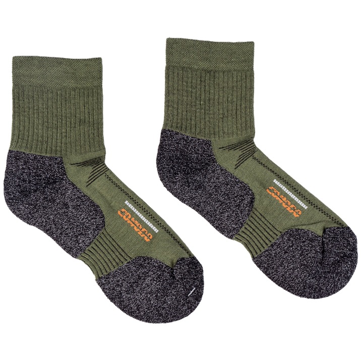 Sosete de drumetie, Comodo, Lana, Negru/Verde, 35-38 EU