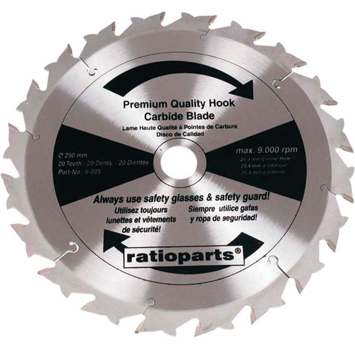 Disc VIDIA pentru motocoasa, arbusti, diametrul 250mm, 20 dinti, profil curb anti-recul, calitate superioara, Ratiopars