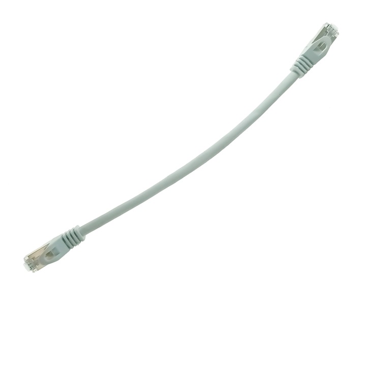 Мрежов кабел-patchcord CAT6 FTP, Lanberg 43612, 2 X RJ45, дължина 25cm, AWG26, 10Gb/s-250MHz, мрежова връзка, ethernet, сив